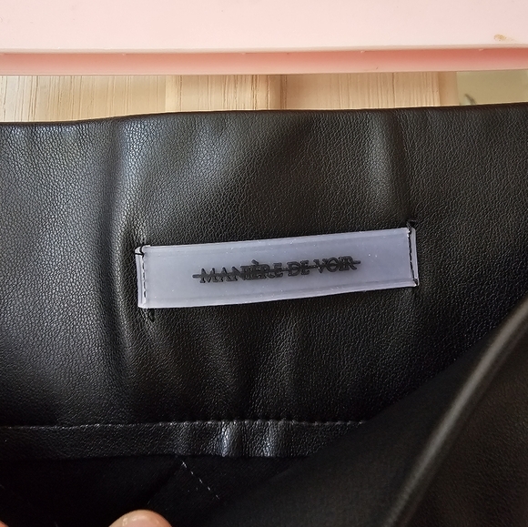 Maniere De Voir Quilted Leather Pants US 8 High Waist Gothcore Moto Leggings - Picture 9 of 14